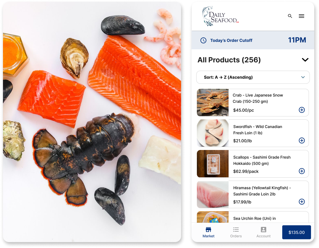 Wholesale Seafood Ordering Portal